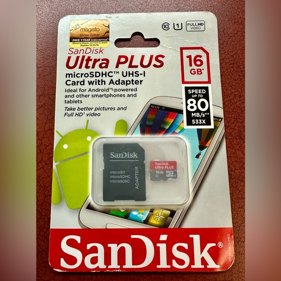 SanDisk Other - SanDisk Ultra PLUS 16GB microSDHC UHS-I Memory Card + Adapter | NEW